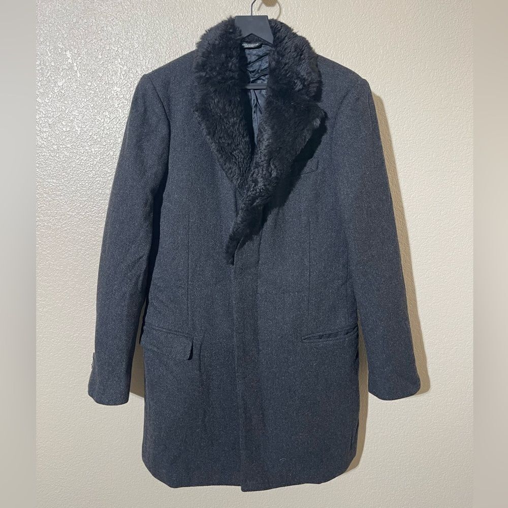 Dolce & Gabbana Men's Black Fur Collar Coat